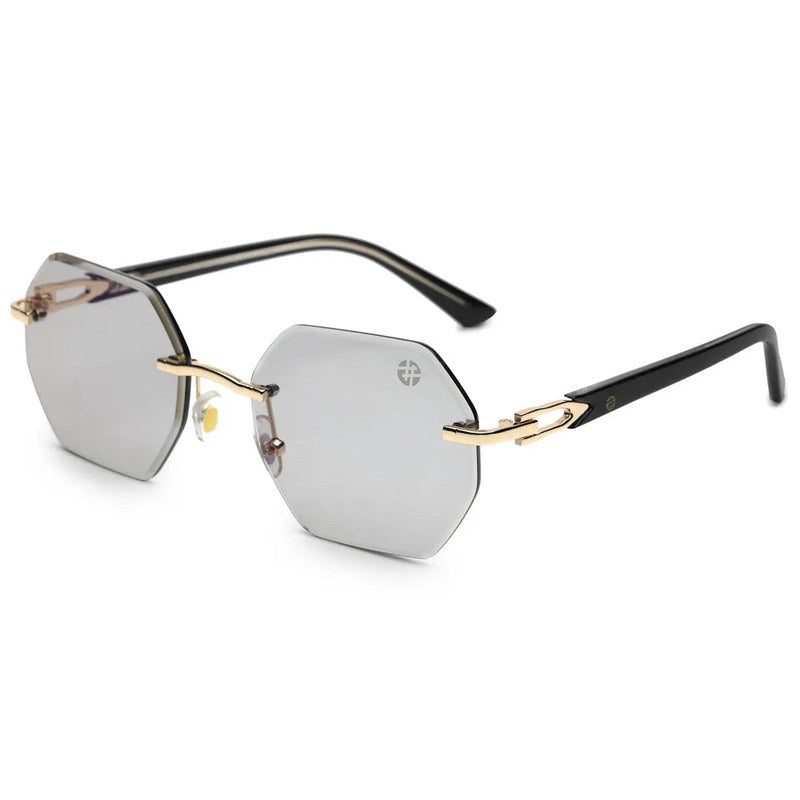 VisionVogue Grey Medium Rim Less Hexagonal Sunglasses for Men & Women — Hashtag Eyewears