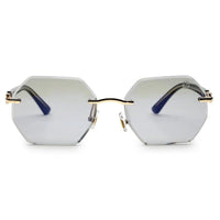 VisionVogue Grey Medium Rim Less Hexagonal Sunglasses for Men & Women — Hashtag Eyewears