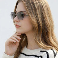 VisionVogue Grey Medium Rim Less Hexagonal Sunglasses for Men & Women — Hashtag Eyewears