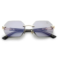 VisionVogue Grey Medium Rim Less Hexagonal Sunglasses for Men & Women — Hashtag Eyewears