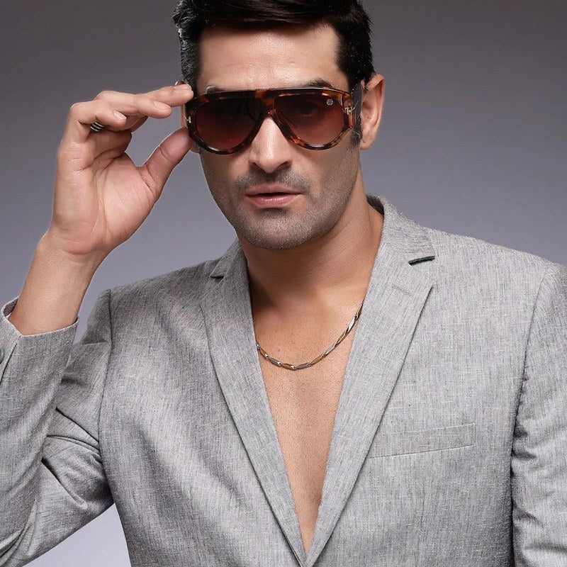 Vista Gradient Brown Medium Full Rim Aviator Sunglasses for Men & Women — Hashtag Eyewears
