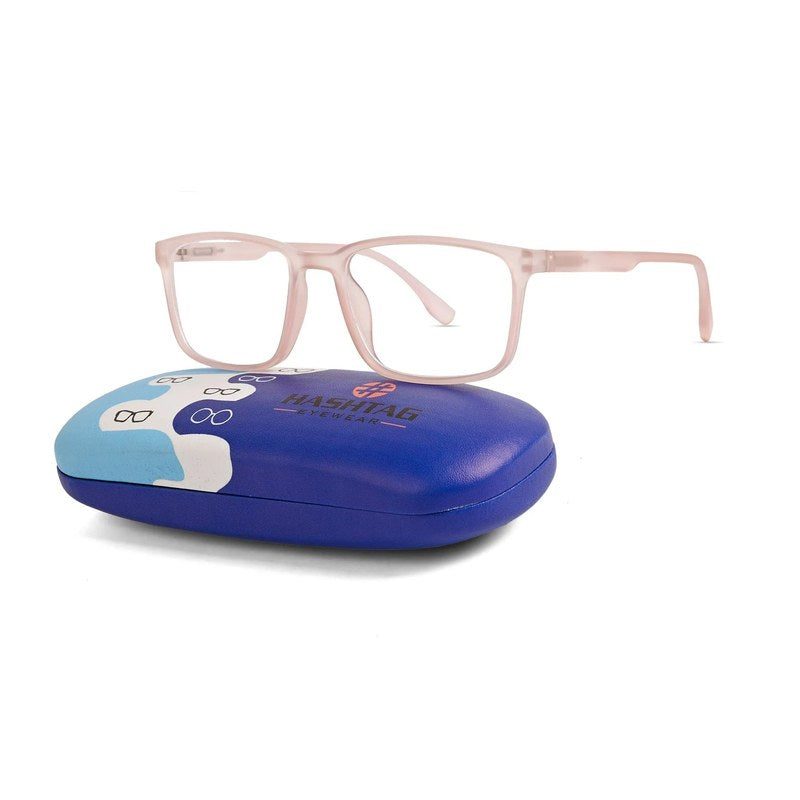 Vizionix Baby Pink Medium Full Rim RECTANGLE Computer Glasses for Men & Women — Hashtag Eyewears