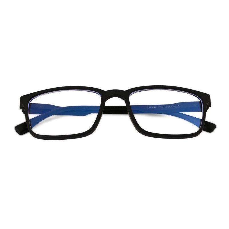 Vizionix Black Medium Full Rim RECTANGLE Computer Glasses for Men & Women — Hashtag Eyewears