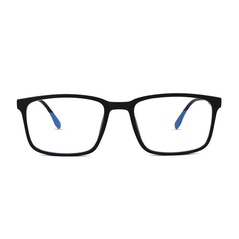 Vizionix Black Medium Full Rim RECTANGLE Computer Glasses for Men & Women — Hashtag Eyewears
