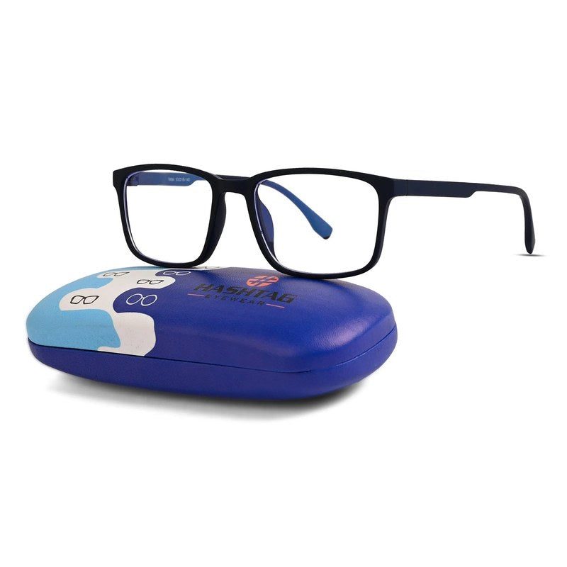 Vizionix Blue Medium Full Rim RECTANGLE Computer Glasses for Men & Women — Hashtag Eyewears