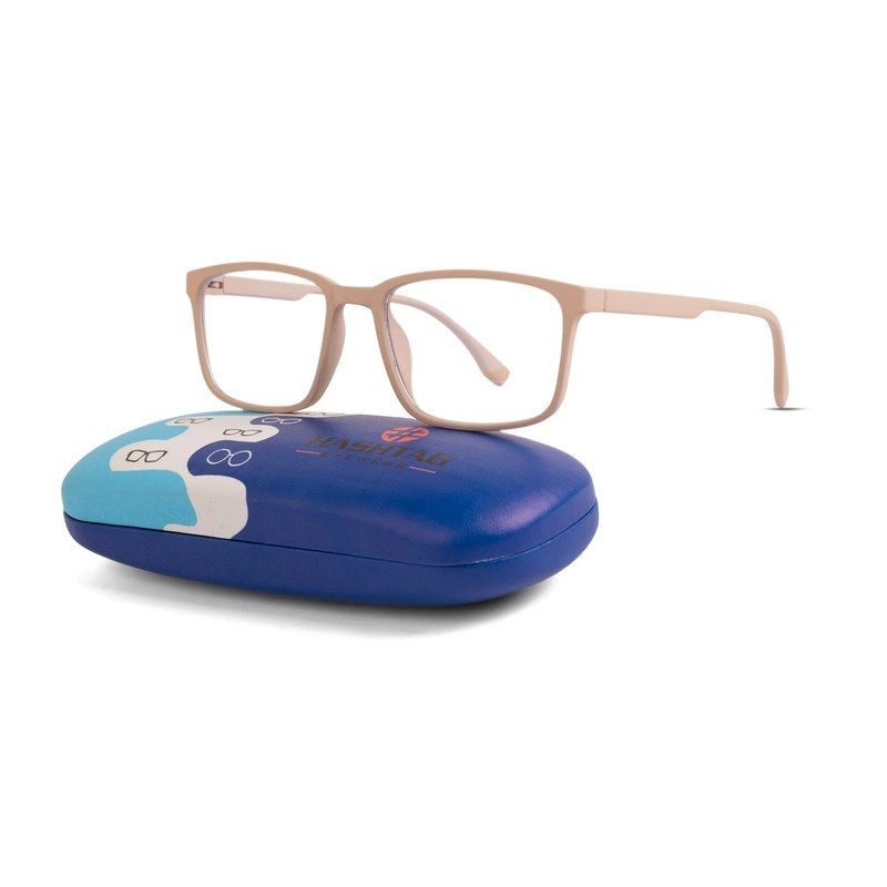 Vizionix Cream Medium Full Rim RECTANGLE Computer Glasses for Men & Women — Hashtag Eyewears