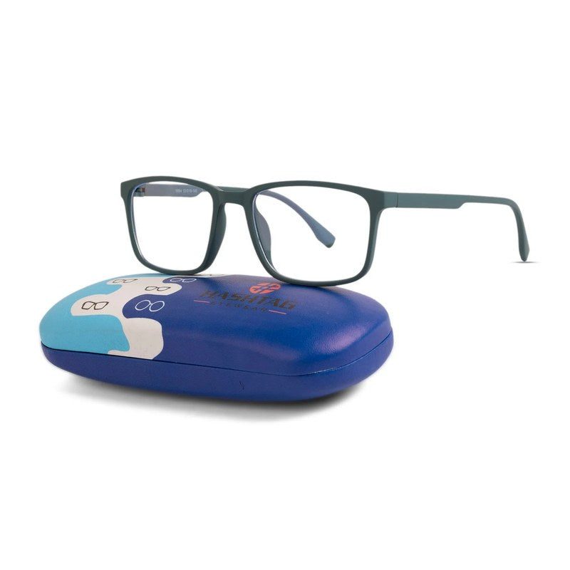 Vizionix Green Medium Full Rim RECTANGLE Computer Glasses for Men & Women — Hashtag Eyewears
