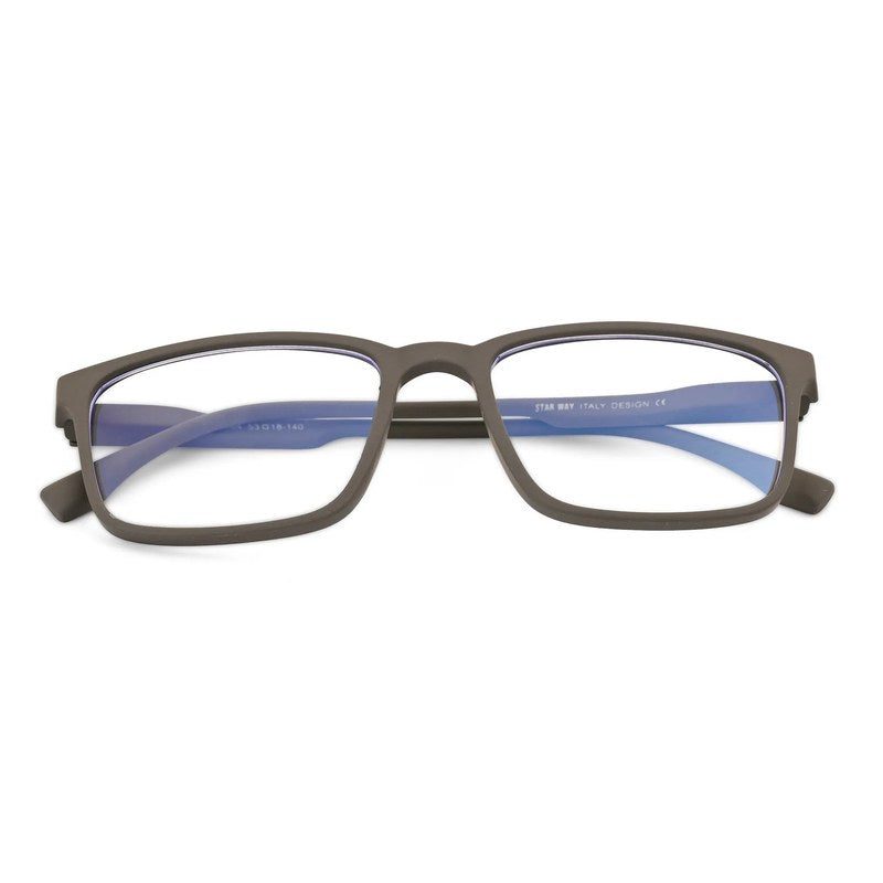 Vizionix Grey Medium Full Rim RECTANGLE Computer Glasses for Men & Women — Hashtag Eyewears