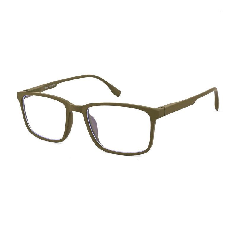 Vizionix Olive Green Medium Full Rim RECTANGLE Computer Glasses for Men & Women — Hashtag Eyewears