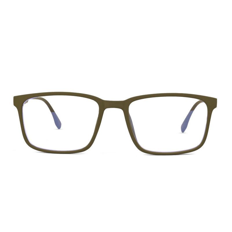 Vizionix Olive Green Medium Full Rim RECTANGLE Computer Glasses for Men & Women — Hashtag Eyewears
