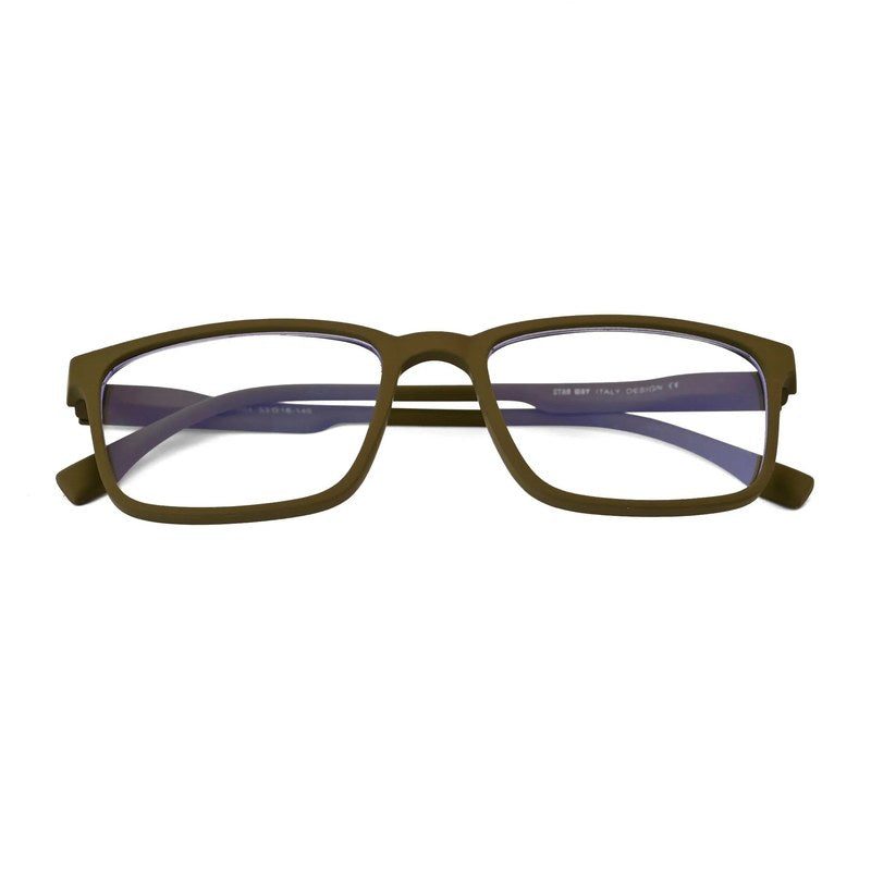 Vizionix | Olive Green Medium Full Rim RECTANGLE Computer Glasses for Men & Women [Blue Block]