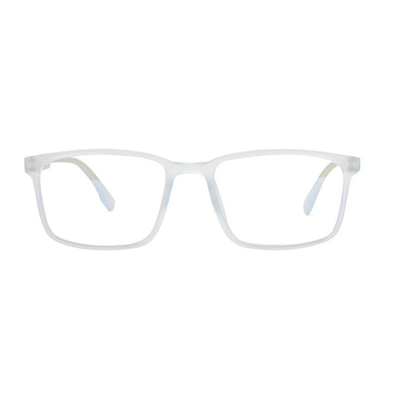 Vizionix Transparent Light Blue Medium Full Rim RECTANGLE Computer Glasses for Men & Women — Hashtag Eyewears