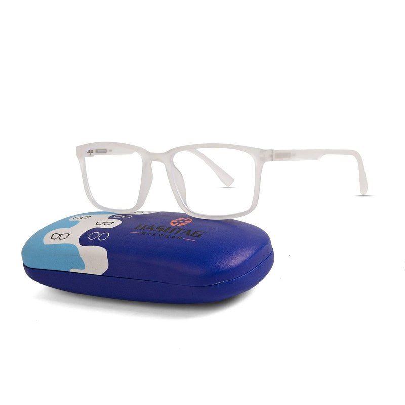 Vizionix Transparent Medium Full Rim RECTANGLE Computer Glasses for Men & Women — Hashtag Eyewears