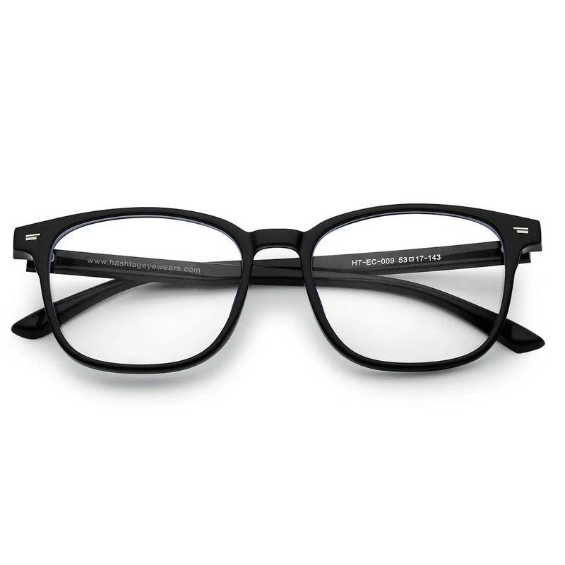 Vortara | Black Medium Full Rim Wayfarer Computer Glasses for Men & Women [Blue Block]