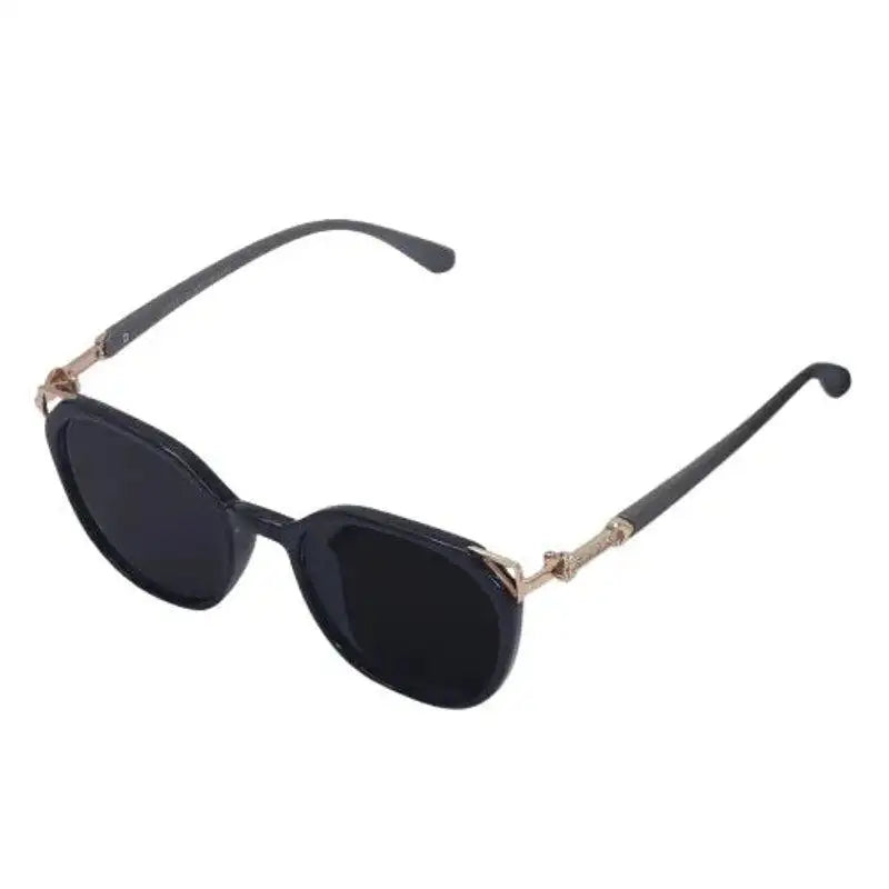 Vortex | Black Medium Full Rim Round Sunglasses for Women [UV-protected]