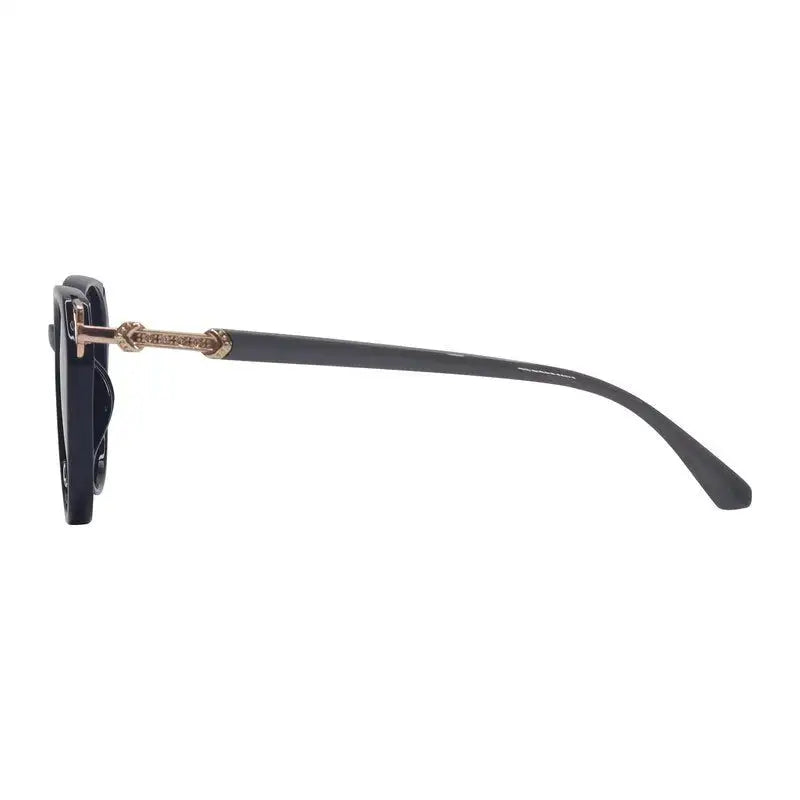Vortex | Black Medium Full Rim Round Sunglasses for Women [UV-protected]