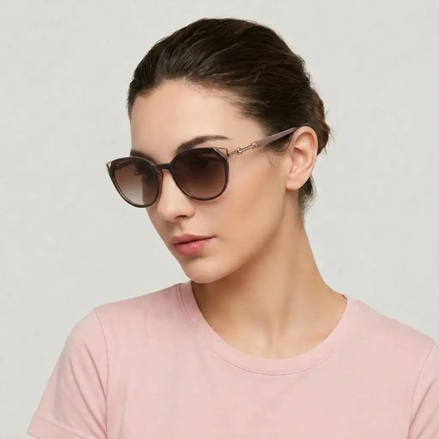 Vortex | Brown Medium Full Rim Round Sunglasses for Women [UV-protected]