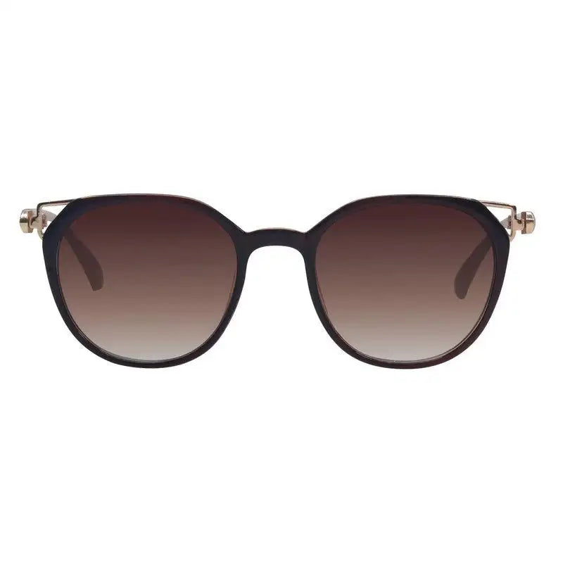 Vortex | Brown Medium Full Rim Round Sunglasses for Women [UV-protected]