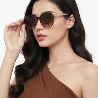 Vortex Brown Medium Full Rim Round Sunglasses for Women — Hashtag Eyewears
