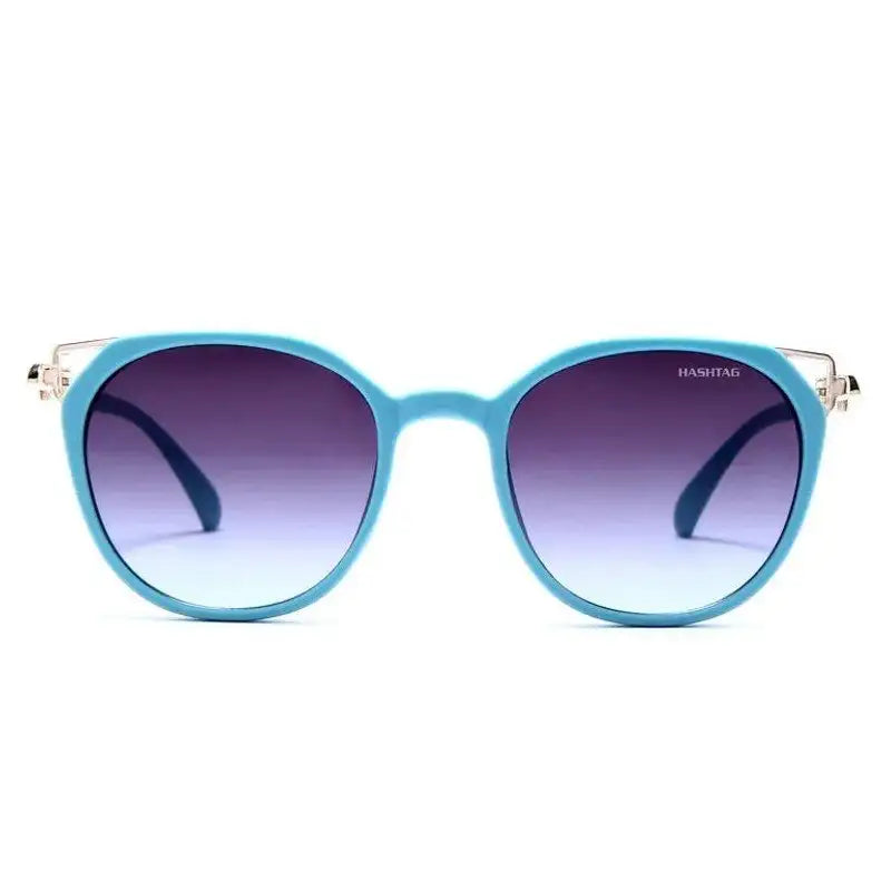 Vortex | Cadet Blue Medium Full Rim Round Sunglasses for Women [UV-protected]