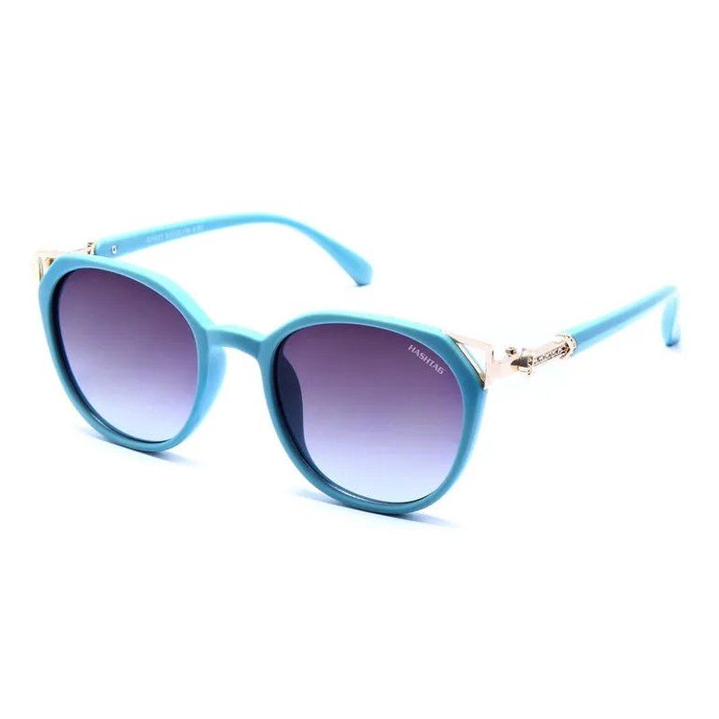 Vortex Cadet Blue Small Full Rim Round Sunglasses for Women — Hashtag Eyewears