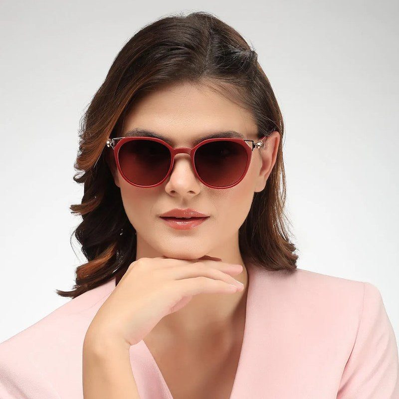 Vortex Red Medium Full Rim Round Sunglasses for Women — Hashtag Eyewears