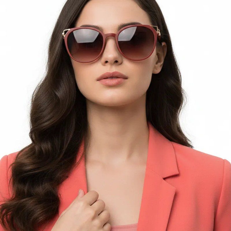 Vortex Red Medium Full Rim Round Sunglasses for Women — Hashtag Eyewears