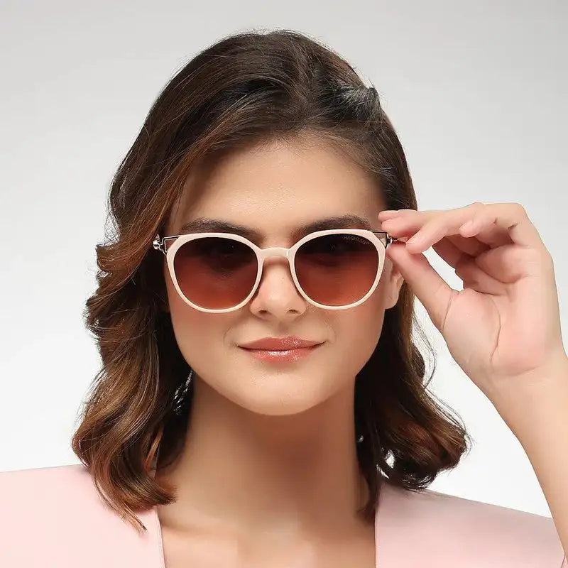 Vortex | Rosy Brown Medium Full Rim Round Sunglasses for Women [UV-protected]