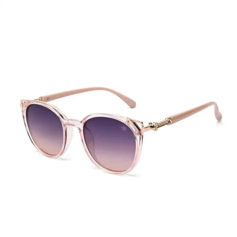 Vortex | Transparent Pink Medium Full Rim Round Sunglasses for Women [UV-protected]