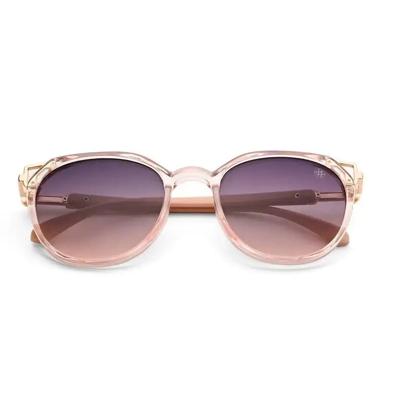 Vortex | Transparent Pink Medium Full Rim Round Sunglasses for Women [UV-protected]