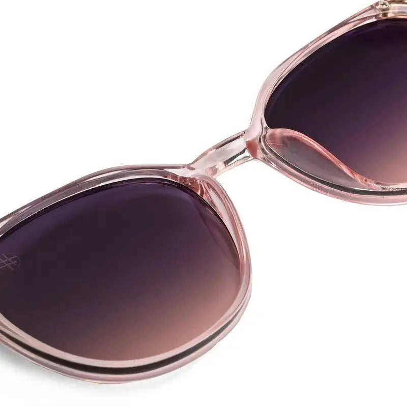Vortex | Transparent Pink Medium Full Rim Round Sunglasses for Women [UV-protected]