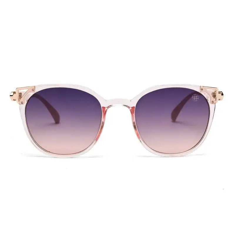 Vortex | Transparent Pink Medium Full Rim Round Sunglasses for Women [UV-protected]