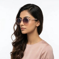 Vortex | Transparent Pink Medium Full Rim Round Sunglasses for Women [UV-protected]