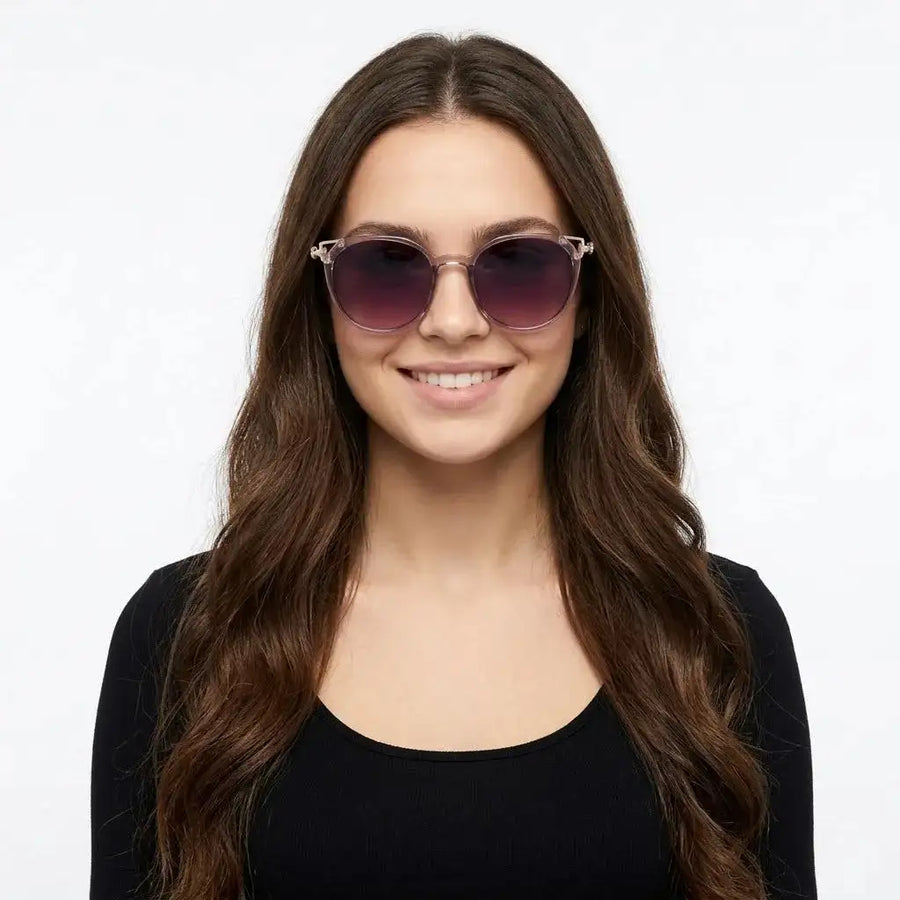 Vortex | Transparent Purple Medium Full Rim Round Sunglasses for Women [UV-protected]