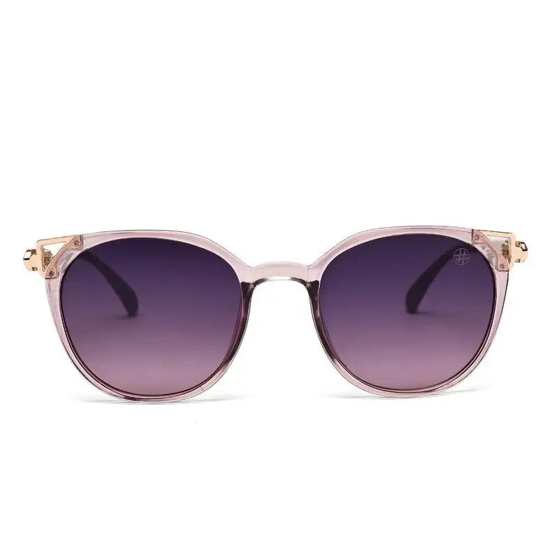 Vortex | Transparent Purple Medium Full Rim Round Sunglasses for Women [UV-protected]