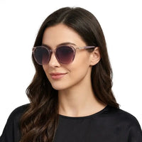 Vortex | Transparent Purple Medium Full Rim Round Sunglasses for Women [UV-protected]
