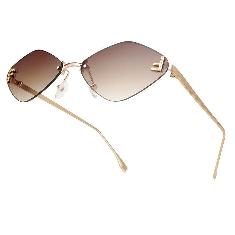 Xelora Gradient Yellow Small Rim Less Diamond Sunglasses for Women — Hashtag Eyewears