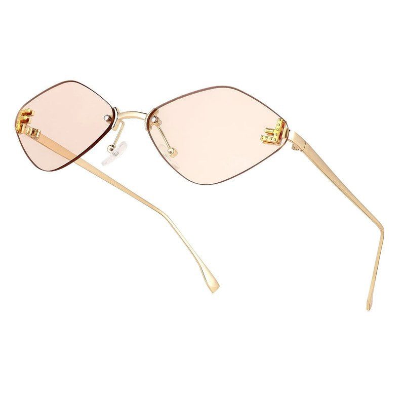 Xelora Light Yellow Small Rim Less Diamond Sunglasses for Women — Hashtag Eyewears