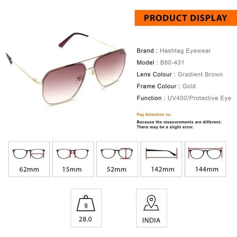 Xylar Gradient Brown Medium Full Rim Square Sunglasses for Men & Women — Hashtag Eyewears