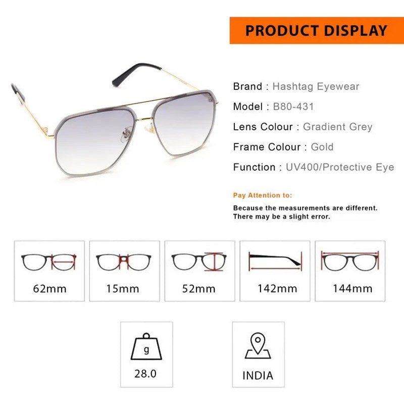Xylar Gradient Grey Medium Full Rim Square Sunglasses for Men & Women — Hashtag Eyewears