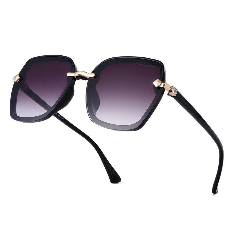 Xyrion | Gradient Black Large Full Rim Butterfly Sunglasses for Women [UV-protected]