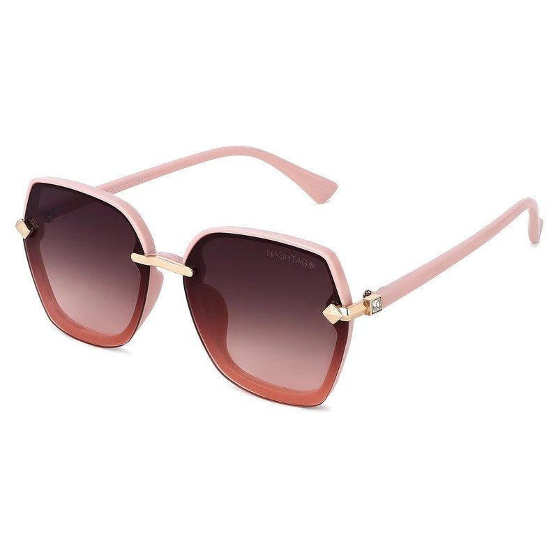 Xyrion Gradient Brown & Pink Large Full Rim Butterfly Sunglasses for Men & Women — Hashtag Eyewears