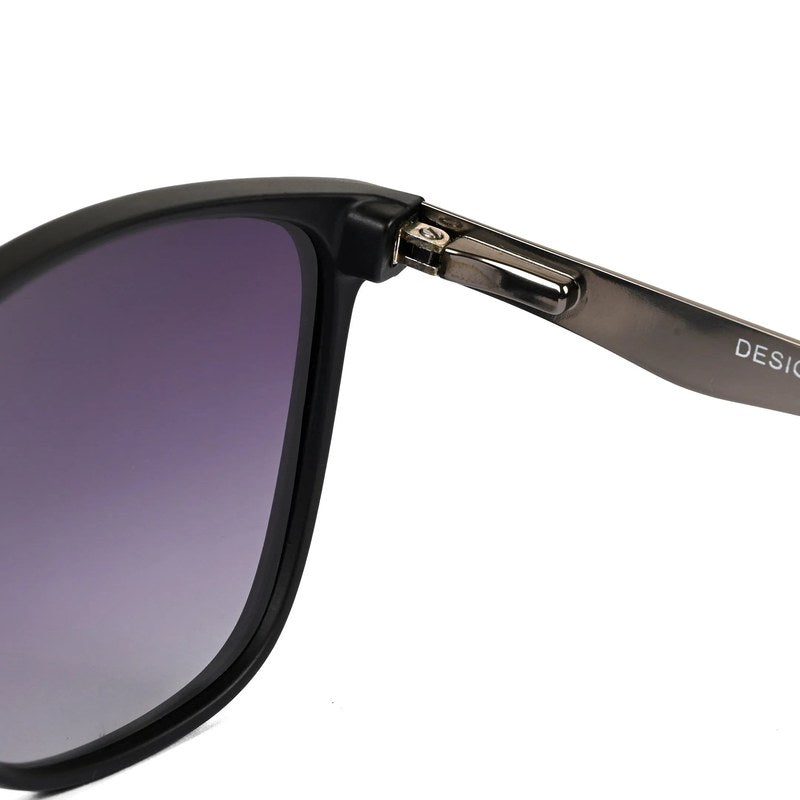 Zelora Mate Black & Grey Large Full Rim Wayfarer Sunglasses for Men & Women HASHTAG X VOSNO — Hashtag Eyewears