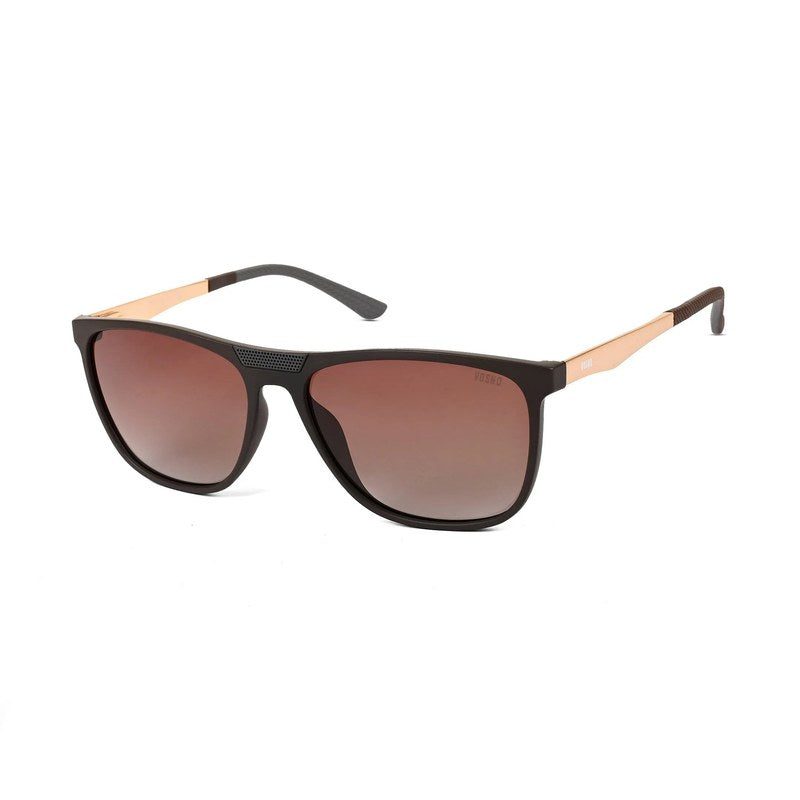 Zelora Mate Brown & Grey Large Full Rim Wayarer Sunglasses for Men & Women HASHTAG X VOSNO — Hashtag Eyewears