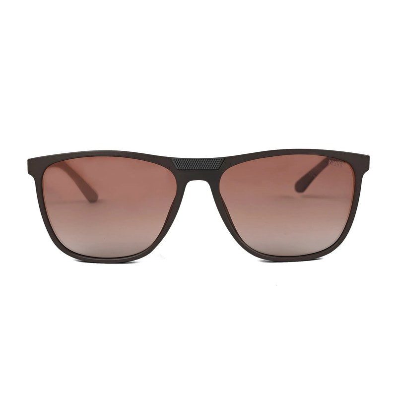 Zelora Mate Brown & Grey Large Full Rim Wayarer Sunglasses for Men & Women HASHTAG X VOSNO — Hashtag Eyewears