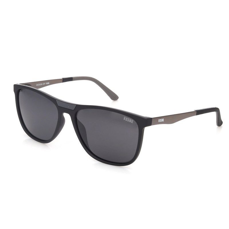 Zelora Mate Grey & Black Large Full Rim Wayfarer Sunglasses for Men & Women HASHTAG X VOSNO — Hashtag Eyewears