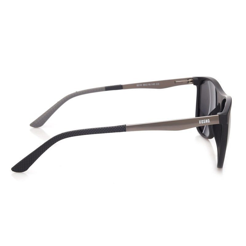 Zelora Mate Grey & Black Large Full Rim Wayfarer Sunglasses for Men & Women HASHTAG X VOSNO — Hashtag Eyewears