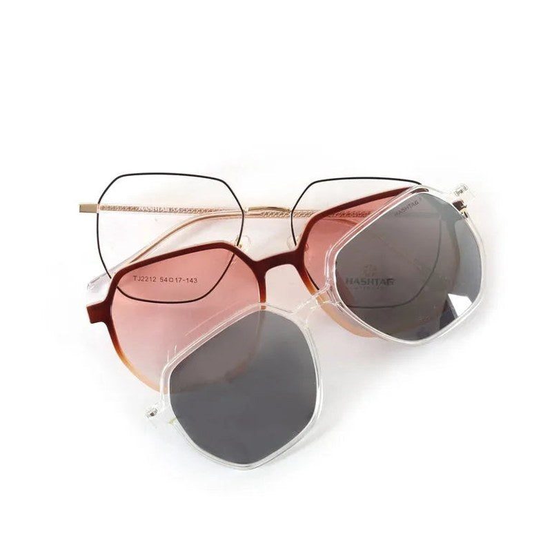 Zenith Gold and Black Medium Full Rim Hexagonal Clip-on for Men & Women — Hashtag Eyewears