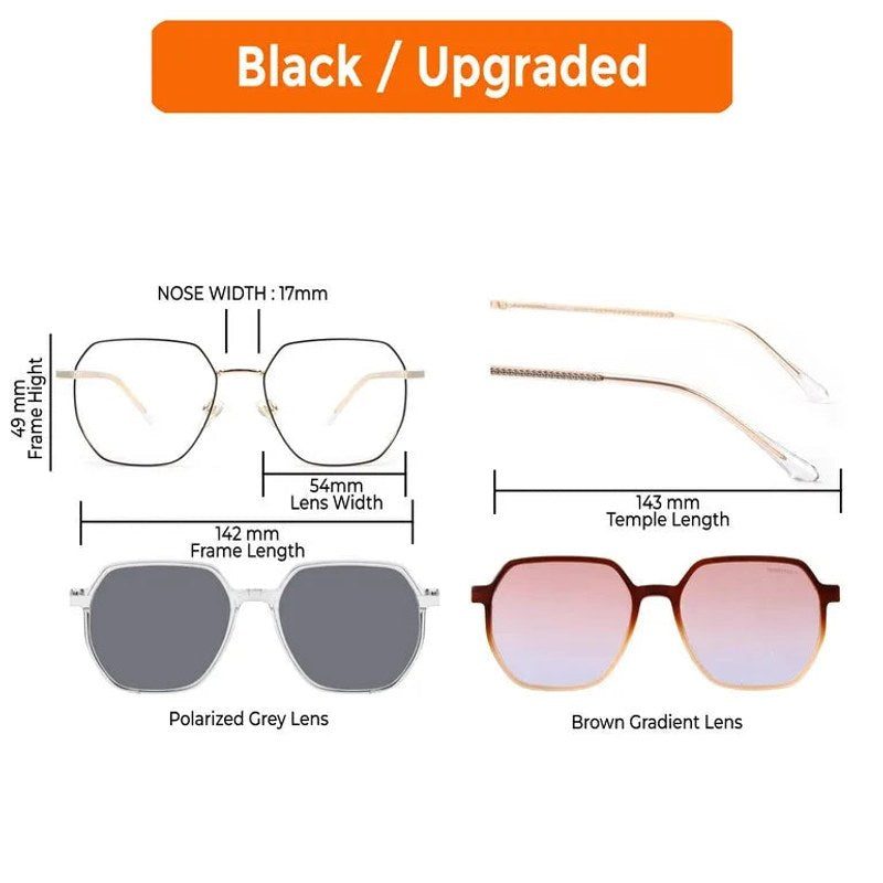 Zenith | Gold and Black Medium Full Rim Hexagonal Clip-on for Men & Women [Clip-on]