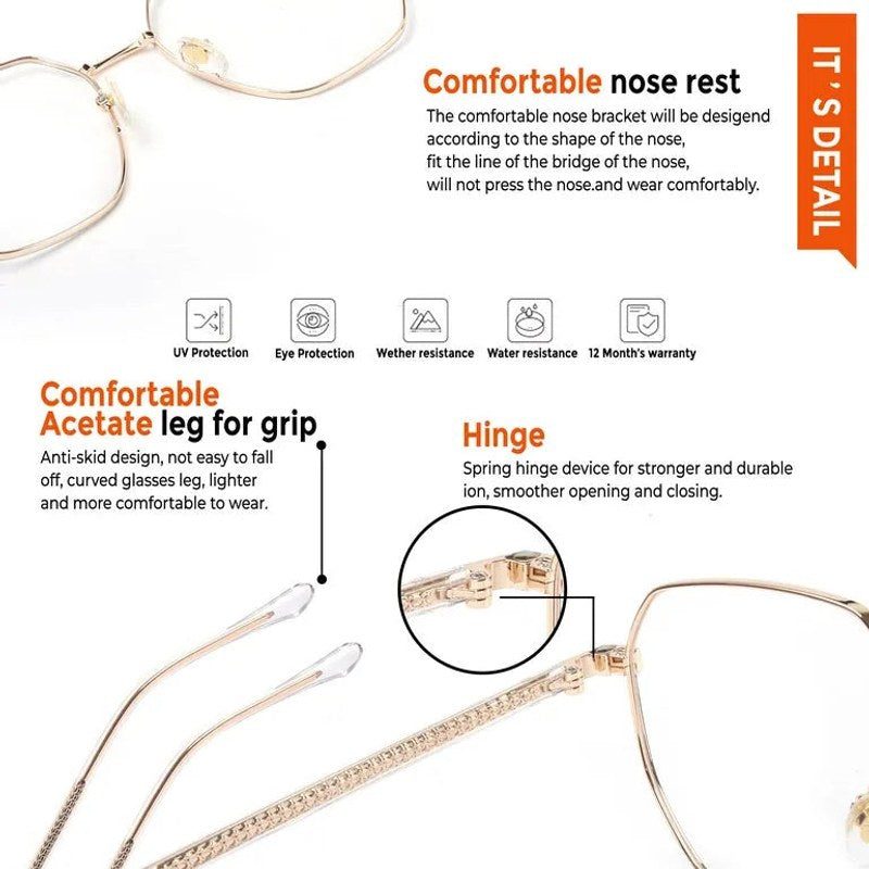 Zenith Gold and Black Medium Full Rim Hexagonal Clip-on for Men & Women — Hashtag Eyewears